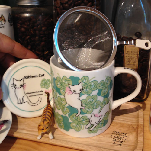 리본캣 고양이 머그컵 &amp; Tea거름망 set 